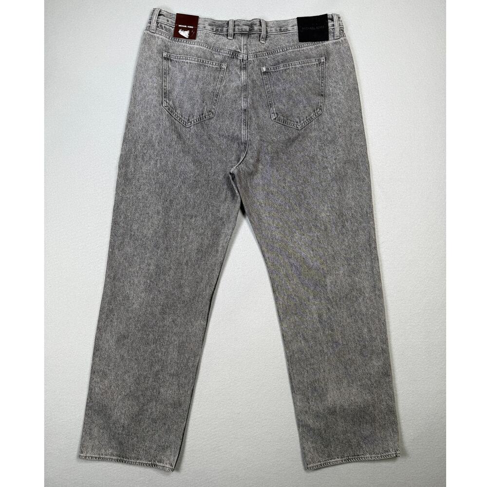 Michael Kors Men's Gray Arden Straight Wide-Leg Jeans Concrete wash 36x32 $198
